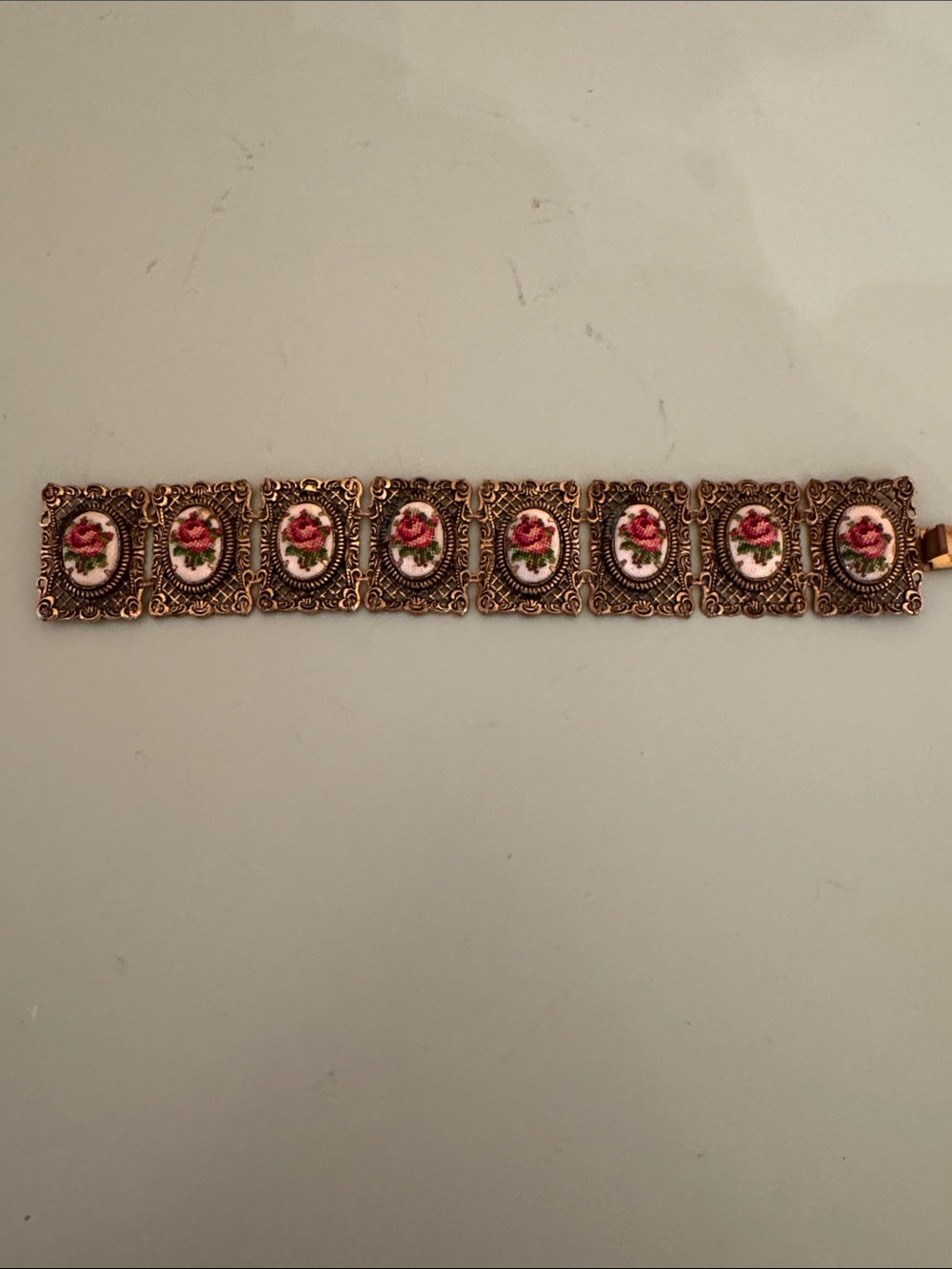 Vintage rose tapestry bracelet